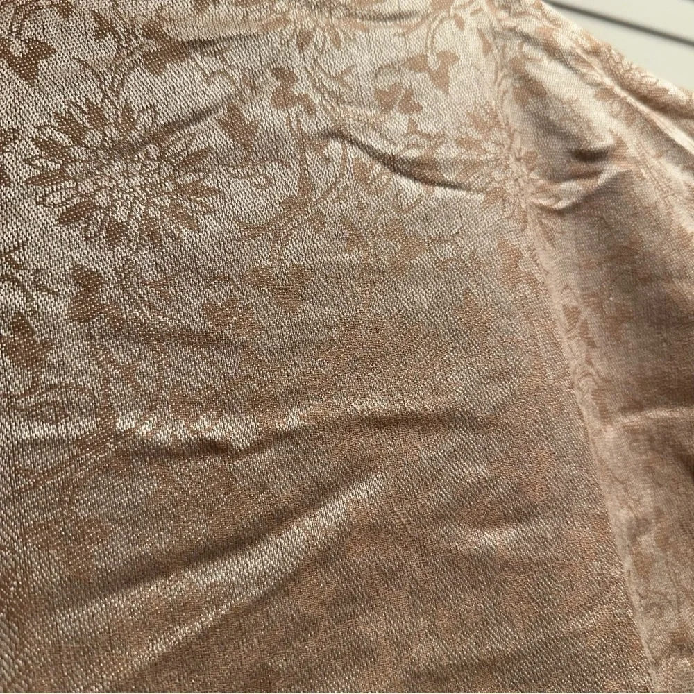 Elegant Shawl in Floral Cream on Cream - Versatile Wrap, Scarf, Veil Soft Rayon